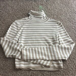 Forever 21 Striped Cowl Neck Sweater in Beige and Cream